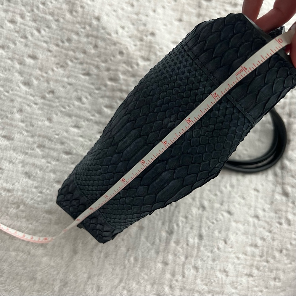 B. MAY Python Snake Leather Mini Bag One Size Dar… - image 11